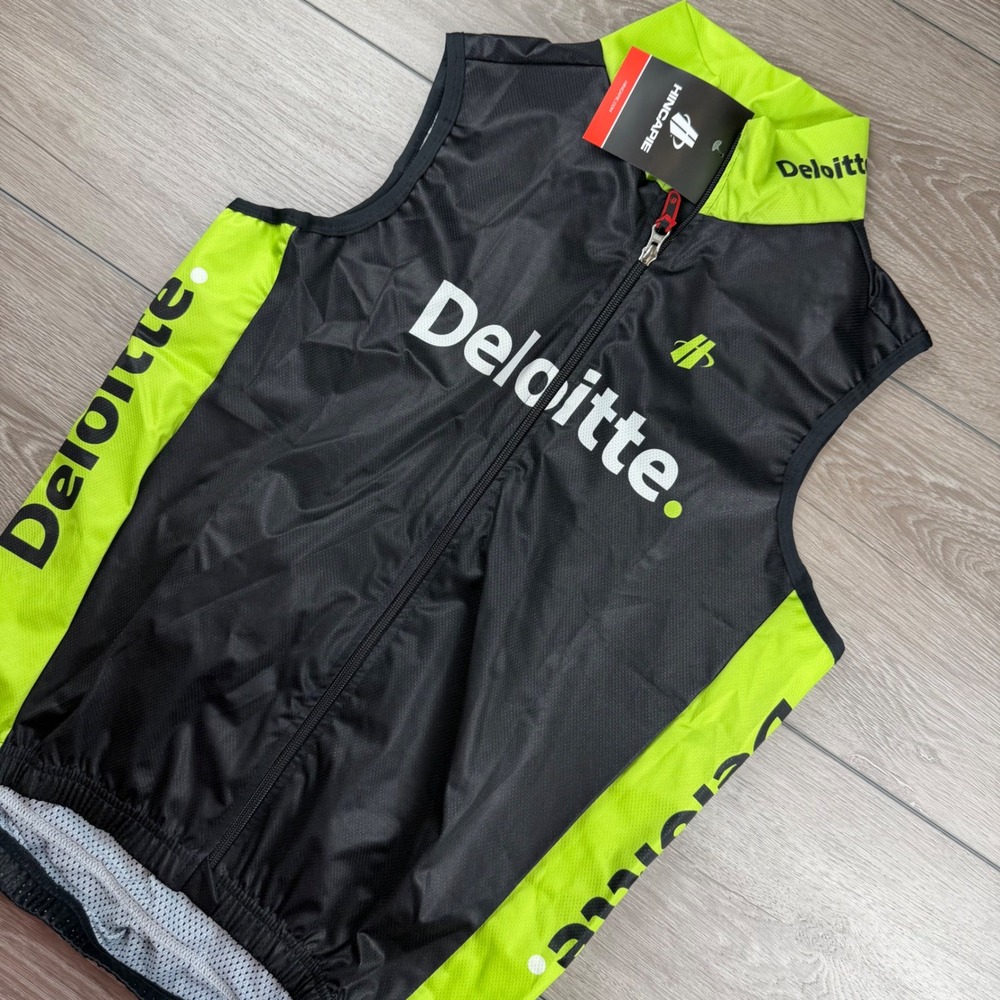 Hincapie Mens Cycling Vest Deloitte Full Zip Mesh Back Black Neon Green Large